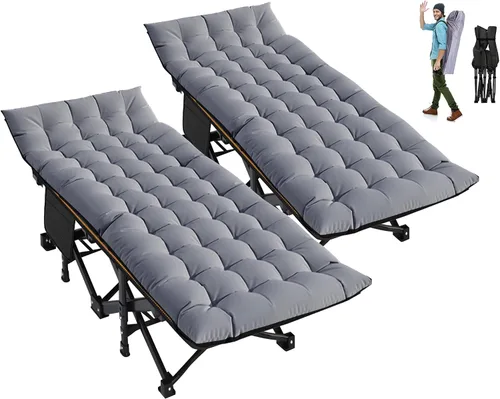 Vista 14 de ABORON Catres de camping para adultos, 28 pulgadas extra anchas para dormir Todo negro