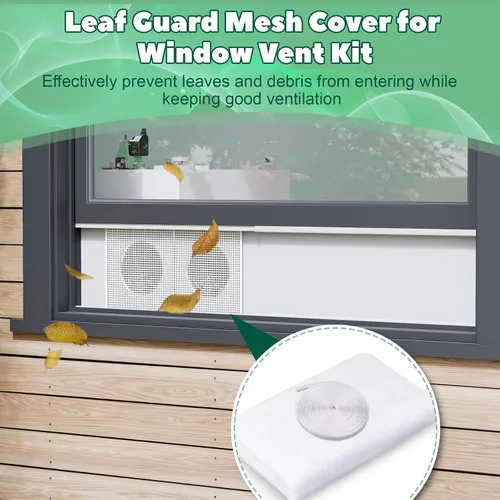 Vista 3 de Kit de cubierta de malla protector de hojas para ventilación de ventana, cubierta de micromalla para aire acondicionado portátil, kit de ventilación