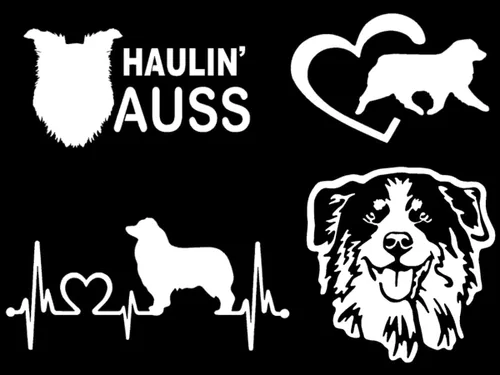 Vista 10 de Paquete de 4 calcomanías de pastor australiano: Haulin' Auss, latido del corazón australiano, corazón de pastor australiano, calcomanías detalladas