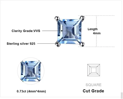 Vista 2 de JewelryPalace Cuadrado 0.8ct Genuino Granate Peridoto Amatista Citrino Topacio Creado Rubí Zafiro Simulado Esmeralda Piedra Preciosa Pendientes