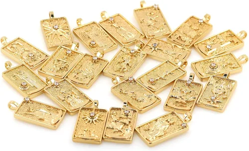 Vista 3 de Encantos para hacer joyas con tarjetas de tarot, exquisito collar de sol, dije de luna, suministros para hacer joyas de bricolaje 22 piezas/oro