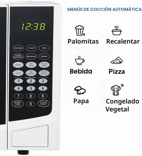 Vista 3 de Emerson - Horno microondas compacto para encimera, 0.9 pies cúbicos, 900 vatios, 10 niveles de potencia, 6 ajustes preestablecidos de cocción, Blanco