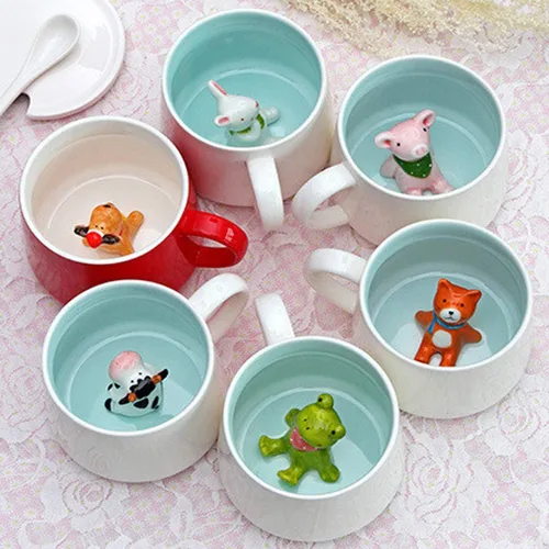 Vista 6 de Taza de café divertida de cerámica con caricatura 3D