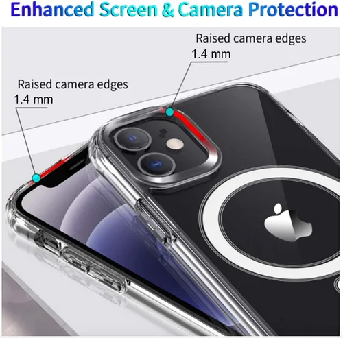 Vista 4 de Ambar Funda compatible con MagSafe para iPhone 11 Pro Max (6.5 pulgadas), a prueba de golpes, parte trasera acrílica, funda magnética transparente