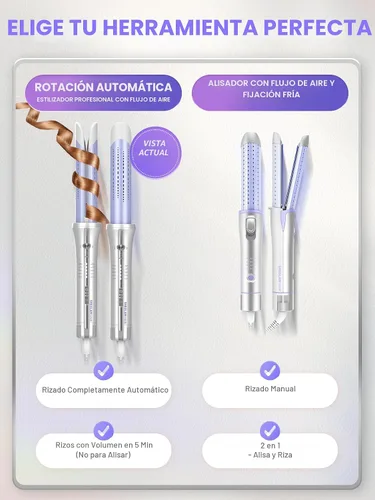 Vista 4 de SHEGLAM One Touch Airflow Styler Pro - Tecnología de aire frío 3.0 con rotación automática para rizos sin espera, rizador, rizos hinchables