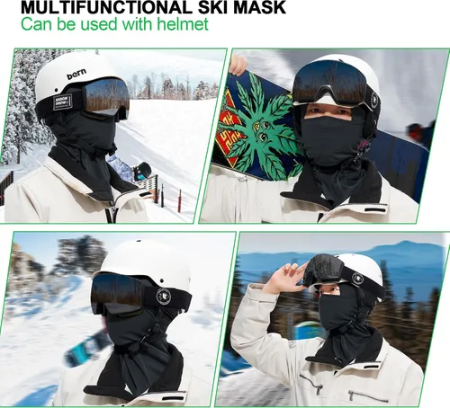Vista 7 de Pasamontañas de esquí, 3 piezas, cubierta completa para hombres y mujeres, transpirable, resistente al viento, pasamontañas para esquí y snowboard