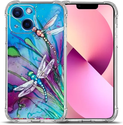 Vista 9 de Funda para iPhone 13 Pro Max, protección contra caídas de flores de mariposa azul, rosa, a prueba de golpes, carcasa protectora de cuerpo completo