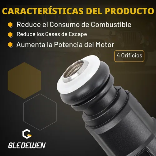 Vista 3 de Inyector de combustible, 4 agujeros, 6 piezas para Jeep Wrangler Cherokee Grand Cherokee Comanche 4.0 1987-1998 Reemplazar # 0280155703