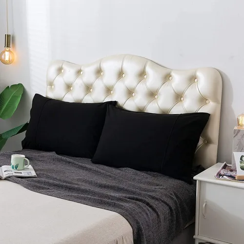 Vista 4 de Juego de 2 fundas de almohada negras de tamaño Queen estándar, fundas de almohada de algodón suave con cierre de sobre, resistentes al encogimiento