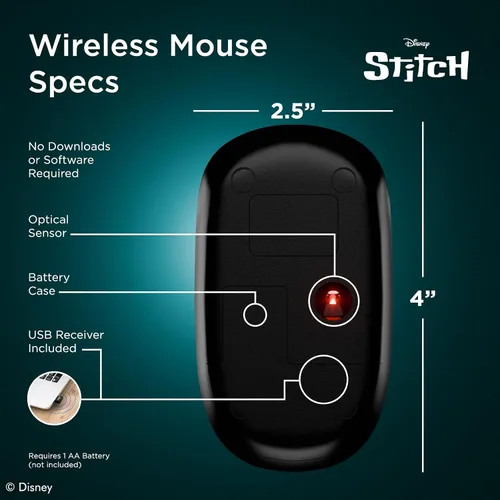 Vista 4 de iJoy Disney Lilo and Stitch Ratón Inalámbrico, Ratón Ergonómico Bluetooth Accesorios de Computadora para Computadora Portátil o Mini PC y Regalos