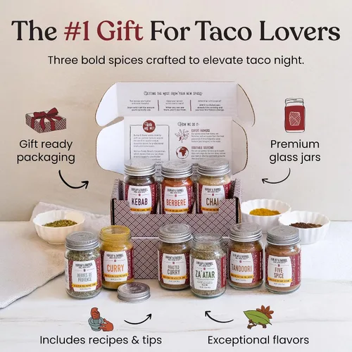 Vista 2 de Burlap & Barrel Juego de especias de origen único para tacos – Comino de montaña salvaje, tomate secado al sol, lima negra molida – como se ve