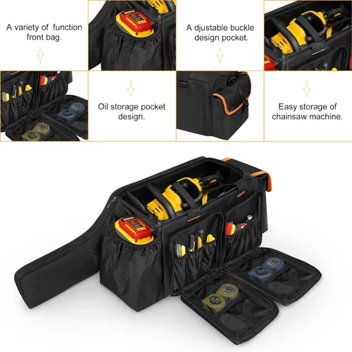 Vista 4 de ORKELS Bolsa de motosierra compatible con EGO, Dewalt, Greenworks motosierras eléctricas inalámbricas de 14, 16 y 18 pulgadas, estuche