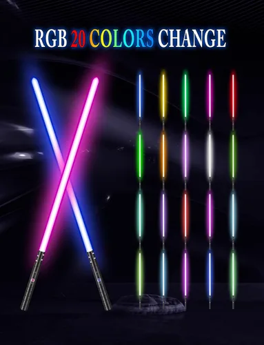 Vista 2 de jvmusaber Sable de luz de duelo para niños y adultos, espada ligera con 20 colores RGB, 4 sonidos FX, empuñadura de metal recargable por USB