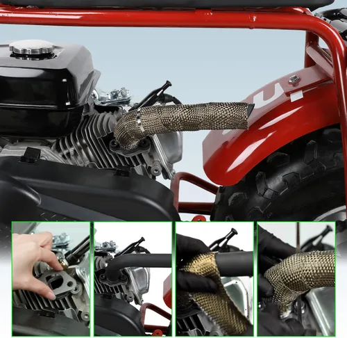 Vista 3 de Kit de Tubo de Escape de Cabecera Mejorado para Predator 212cc 196cc 6.5HP GX160 GX200 Coleman Mini Bike BT200X CT200U CT200U-EX KT196 Go Kart Baja