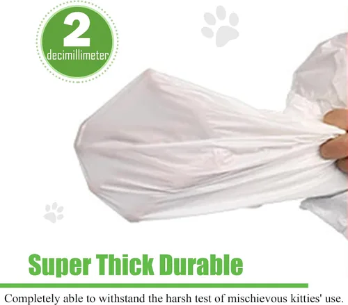 Vista 3 de Vealind 2 juegos de forros de arena para gatos con agujeros, 14 unidades con cordón para arena para gatos, bolsas de basura para caja de arena