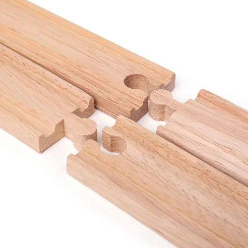 Vista 4 de Bigjigs Rail Largas rectas (paquete de 4) - Otras marcas principales de rieles de madera son compatibles