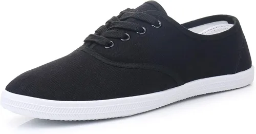 Vista 19 de VenusCelia - Tenis de lona con agujetas Rainbow para mujer Negro (Allblack)