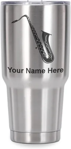 Vista 40 de LaserGram Vaso aislado al vacío de 20 onzas, saxofón, grabado personalizado incluido (negro)