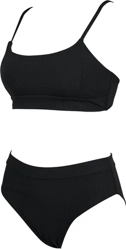 Vista 4 de RXRXCOCO Traje de baño de dos piezas para mujer, con cordones, fruncido, cintura alta, conjunto de bikini
