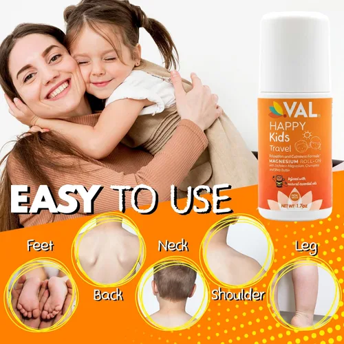 Vista 4 de VAL Happy Kids Travel - Roll-On de magnesio (1.7 oz)
