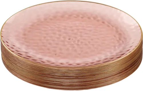 Vista 28 de PLASTICPRO Paquete de 30 platos de plástico martillado, platos de plástico desechables pesados, elegantes platos de fiesta transparentes martillados