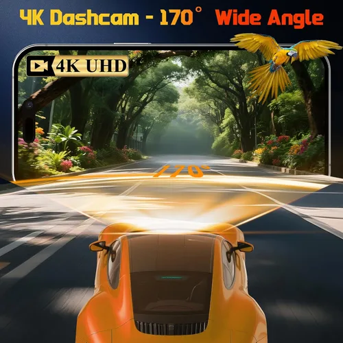 Vista 8 de Cámara frontal para automóvil con WiFi integrado y control de aplicación, cámara de tablero 4K con tarjeta gratuita de 32 GB, cámara de tablero