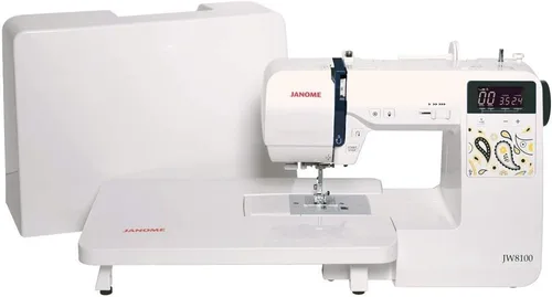 Vista 4 de Janome JW8100 Máquina de coser computarizada completamente equipada con 100 puntadas, 7 ojales, tapa dura, mesa de extensión y 22 accesorios