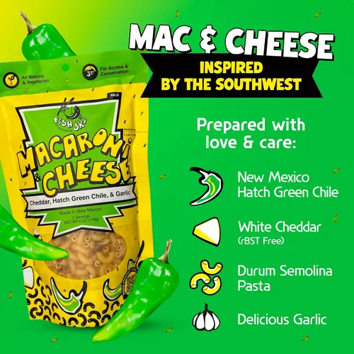 Vista 4 de FishSki Hatch Chile verde con macarrones y queso Cheddar (6 paquetes de 6 onzas)