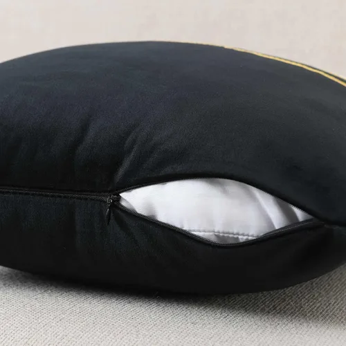 Vista 3 de WACOMECO Fundas de almohada de terciopelo, paquete de 2 fundas de cojín decorativas suaves con cuero dorado para sofá, dormitorio, sala de estar