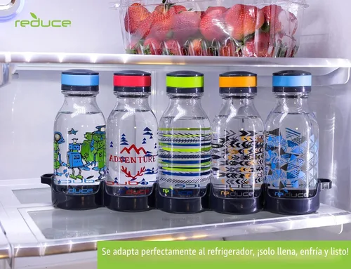 Vista 7 de REDUCE WaterWeek - Botellas de agua reutilizables Tritan de 14 onzas, incluye 5 botellas a prueba de fugas y bandeja para refrigerador, sin BPA