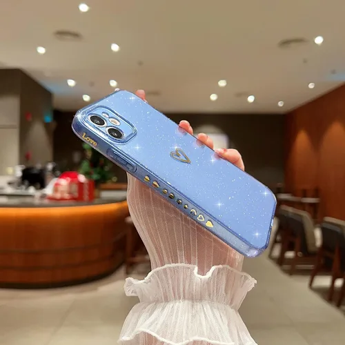 Vista 4 de Funda compatible con iPhone 11, diseño de corazón de amor, TPU suave a prueba de golpes, funda protectora con purpurina brillante para iPhone 11