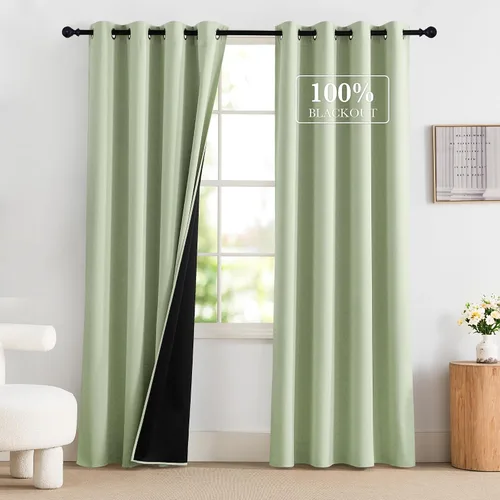 Vista 90 de NICETOWN Cortinas 100% Opacas Cortas de 36 Pulgadas de Largo para Dormitorio, Privacidad Aislamiento Térmico con Ojales Cortinas de Ventana