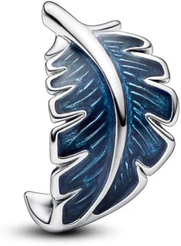 Vista 2 de PANDORA Charm de plumas curvadas azules, Esmalte, No es una piedra preciosa