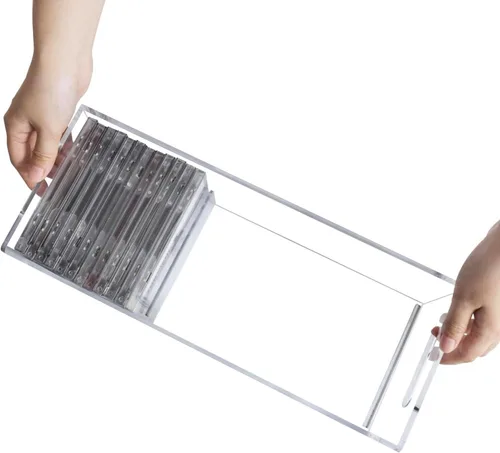 Vista 9 de MyGift 2 soportes de CD de acrílico transparente, caja de almacenamiento