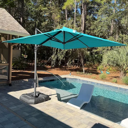 Vista 86 de PURPLE LEAF Sombrilla de patio de 8 pies para exteriores, sombrilla voladiza cuadrada de aluminio con rotación de 360 grados para jardín, terraza