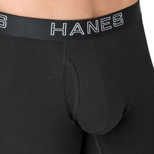 Vista 5 de Hanes Ropa Interior para Hombres, Calzoncillos Tipo Bóxer de Algodón Elástico para Hombres, Absorbe la Humedad, Paquete Múltiple Negro