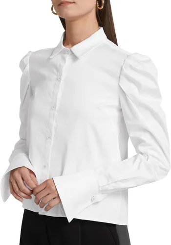 Vista 2 de SUNNOW Blusa de manga larga con cuello extendido y puños de botón para mujer