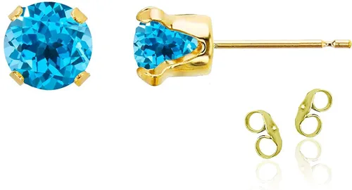 Vista 35 de Aretes de tuerca de plata de ley 925 chapados en oro de 14 quilates macizo, oro amarillo, blanco o rosa de 0.236 in Amatista
