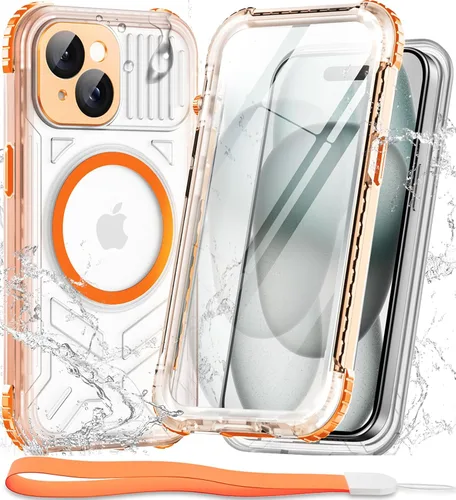 Vista 25 de WIFORT Funda impermeable para iPhone 15, [IP68 bajo el agua a prueba de polvo] [pantalla integrada] [15 pies a prueba de golpes militar], cubierta