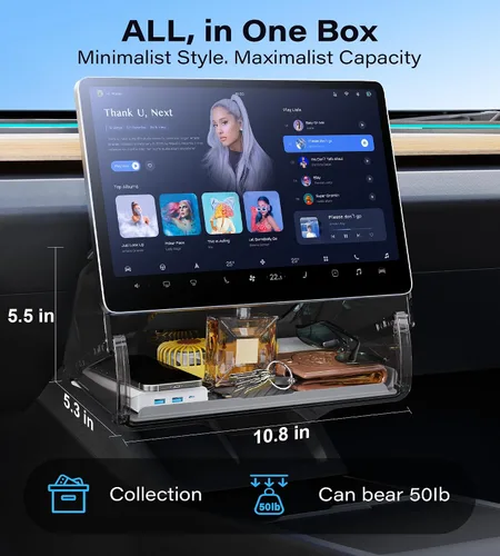 Vista 4 de para Tesla Model Y & 3 Debajo de almacenamiento de pantalla Almohadilla de silicona negra