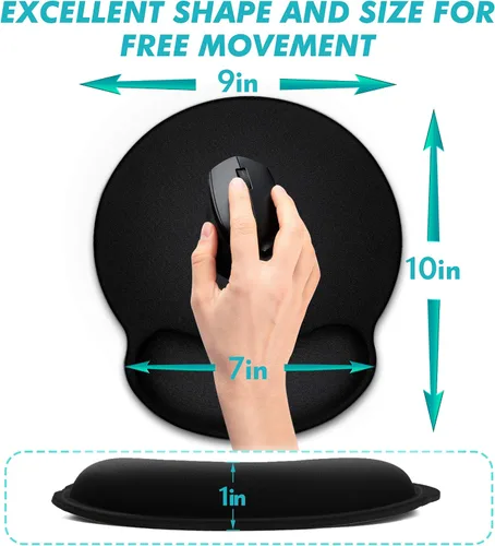 Vista 3 de TONOS Alfombrilla de mouse ergonómica, cómoda alfombrilla de mouse para computadora con soporte de reposamuñecas de espuma viscoelástica.