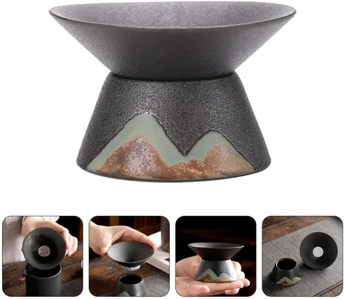 Vista 9 de ULTNICE Accesorio de filtro de té de cerámica con colador de malla fina para el hogar y la habitación, diseño compacto de 3 x 3 x 1.77 pulgadas