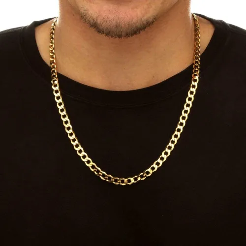 Vista 5 de The Diamond Deal Mens 10k Hollow Yellow Gold 4.4mm Shiny Hollow Cuban Comfort Curb Cuban Chain Necklace For men for Pendants and Charms with