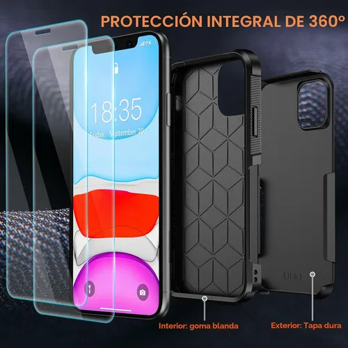 Vista 3 de SPIDERCASE Funda a prueba de golpes para iPhone 11, [protección contra caídas de grado militar de 10 pies], con 2 piezas