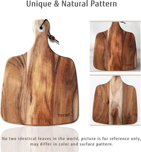 Vista 6 de hecef Juego de 3 tablas de queso, un plato de queso de madera de acacia, un cuchillo, un tenedor, plato de charcutería, juego de pizarra para servir