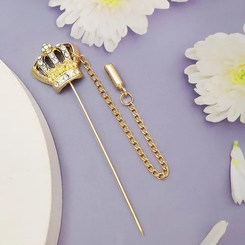 Vista 3 de RechicGu Royal Queen Corona Tiara Cross Faux Pearl Solapa Stick Pin Tie Hat Bufanda Insignia Broche