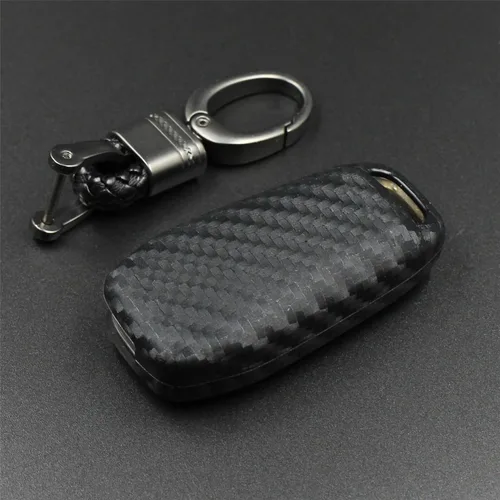 Vista 7 de Funda de llave de mando de coche de silicona suave con textura de fibra de carbono para Ford EcoSport Escort Explorer F-150 F-250 F-350 F-450 F-550