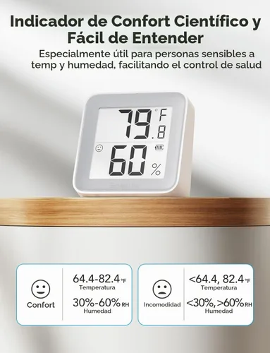 Vista 3 de GoveeLife - Termómetro higrómetro Bluetooth para interiores, paquete de 2 con pantalla de tinta electrónica Room Temperature Humidity Meter, 197ft