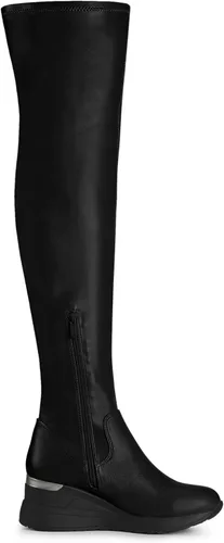 Vista 7 de Allegra K Botas de tacón grueso con plataforma para mujer sobre la rodilla