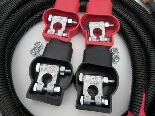 Vista 3 de Kit Custom Battery Cables fabricado en Estados Unidos compatible con Ford F250, F350, F450 Truck Excursion 7.3L Powerstroke Diesel 1987-1997